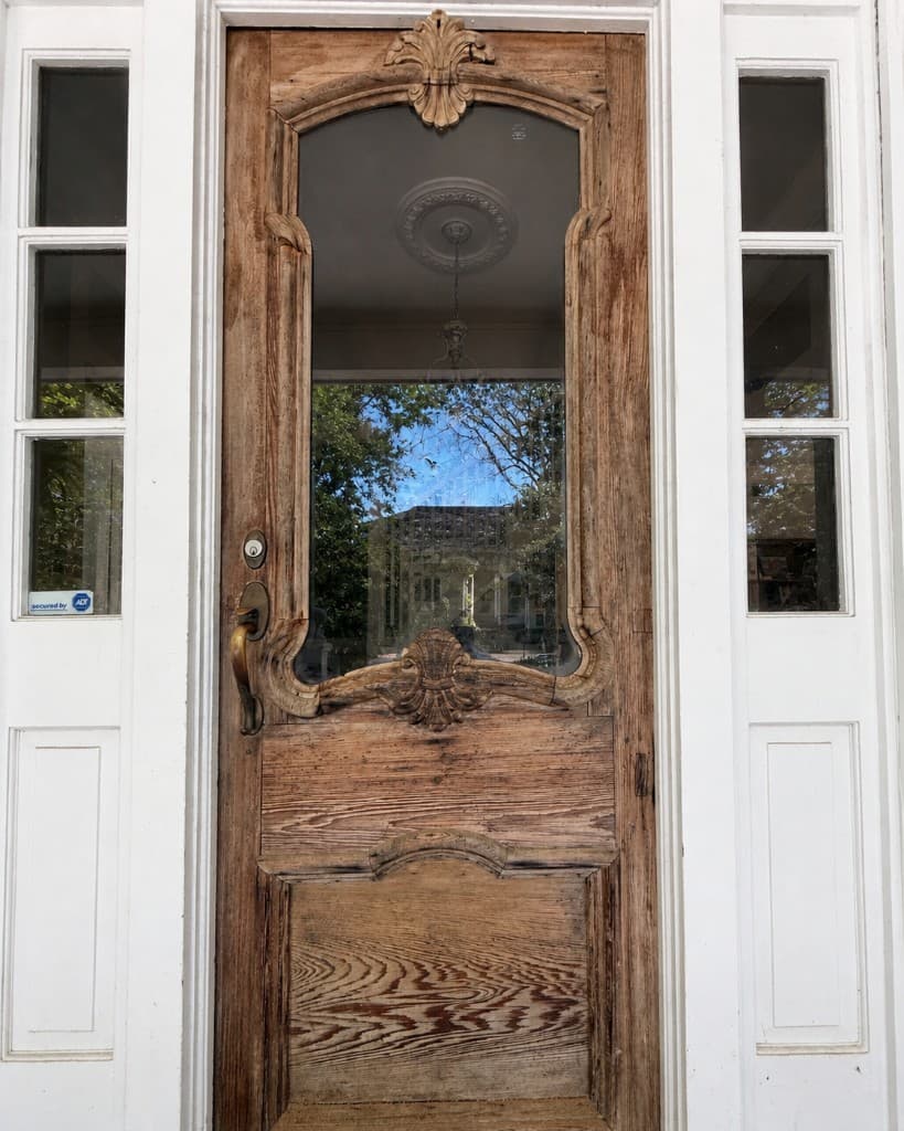 Antique Cypress Front Door Refinish before refinishing in Mandeville, LA