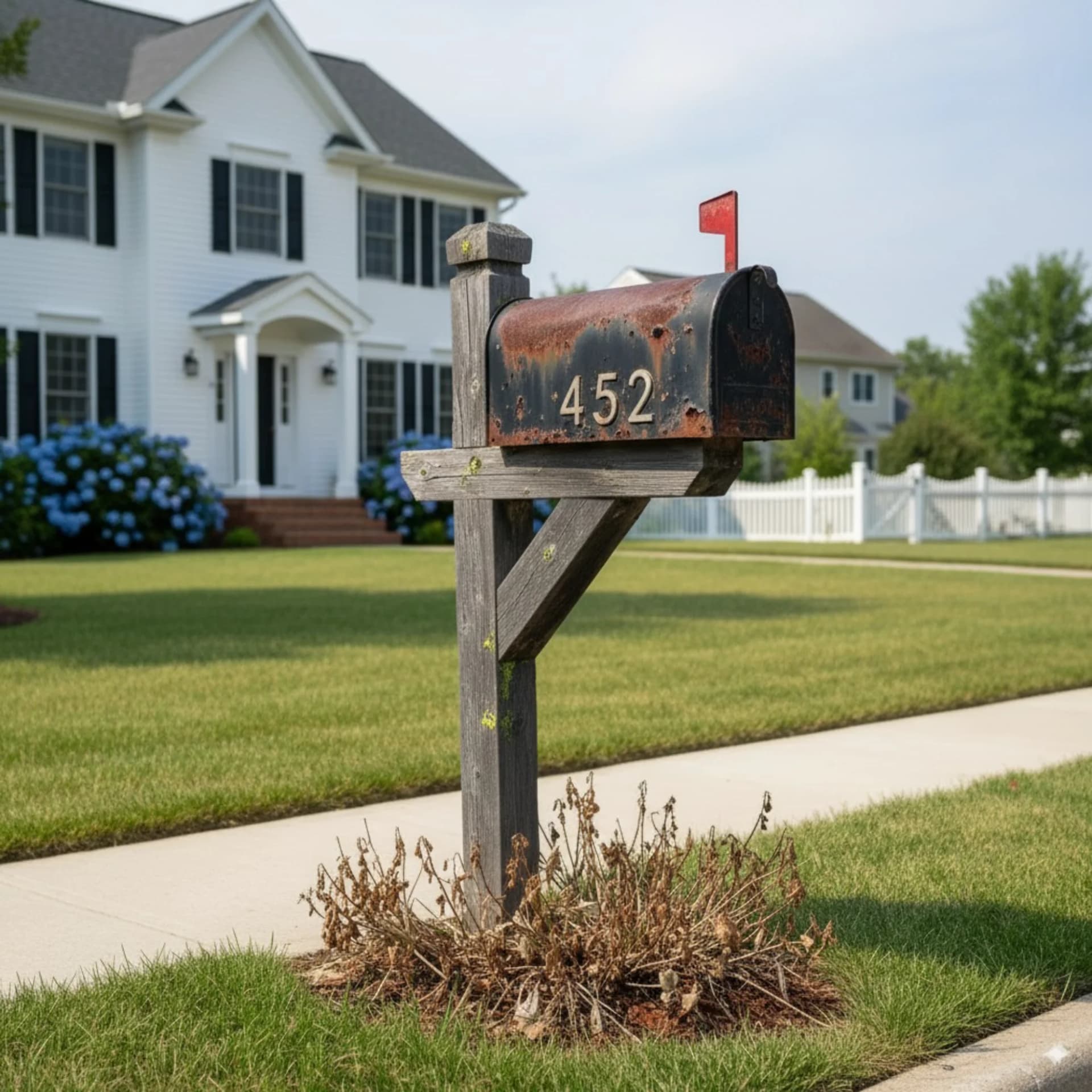 Wood Mailbox Repair & Refinishing before refinishing in Mandeville, LA