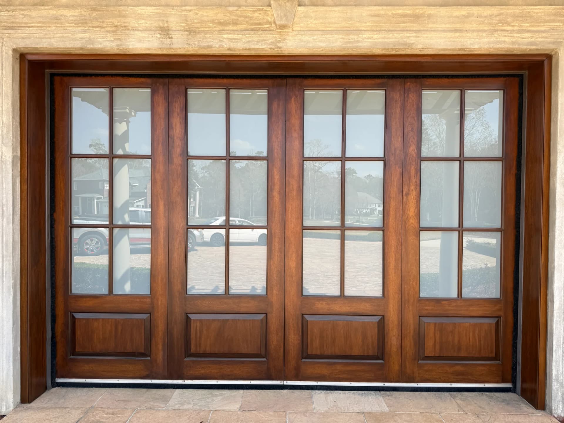 Wood Garage Door Refinishing after Churchkey Refinishing, Mandeville, LA