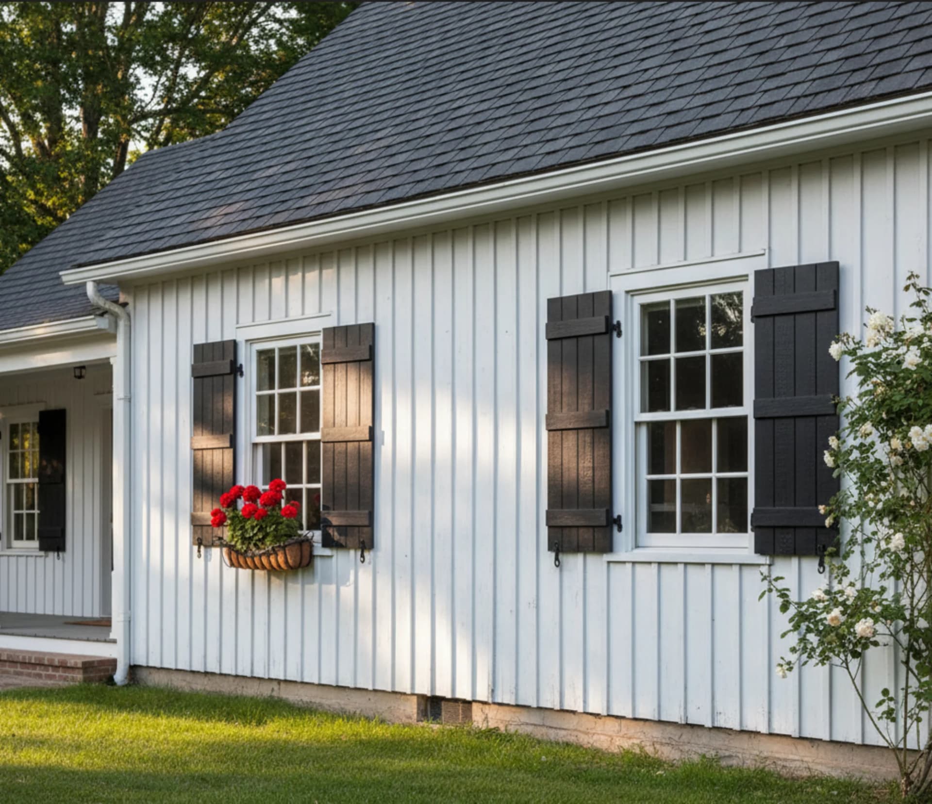 Classic Black Shutter Painting after Churchkey Refinishing in Residential area, Covington, LA