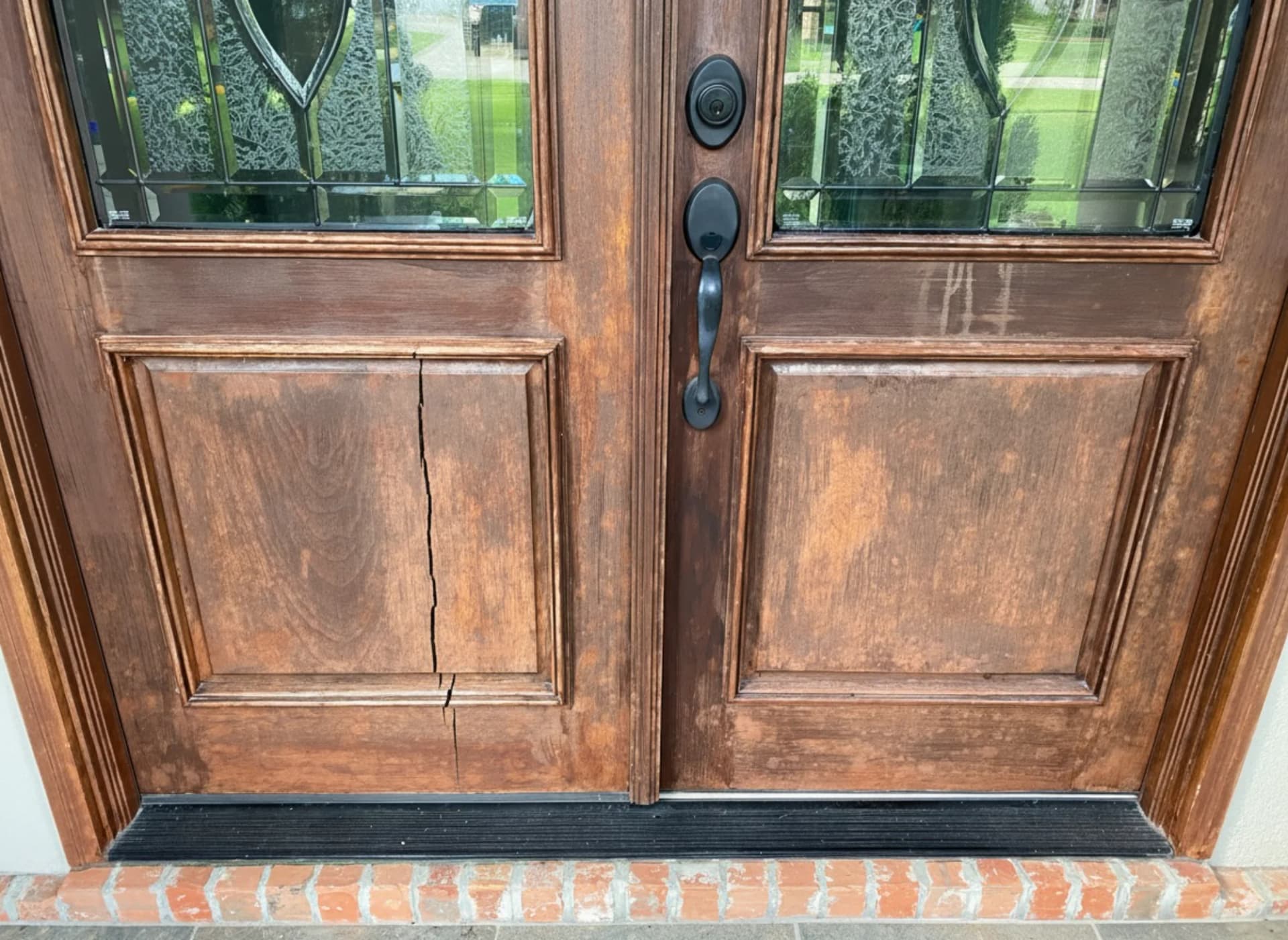 Before - Cracked Door Panel Repair and Replacement